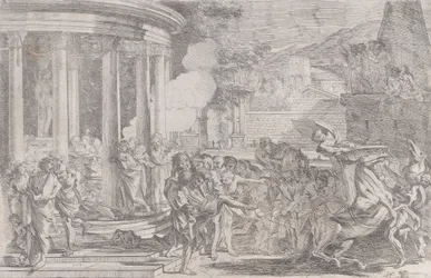 Sinorix carried from the temple of Artemis trying to escape the effects of the poison, ca. 1640