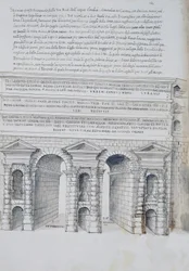 Porta Maggiore in Rome, Drawing, from Roman Antiquities, by Pirro Ligorio