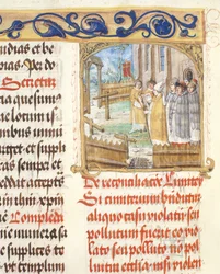 Blessing of a Razed Cemetery by a Bishop from the Pontifical of Bishop Erasmus Ciolek, c.1510