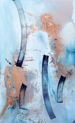 Fluid Blue Copper Abstract