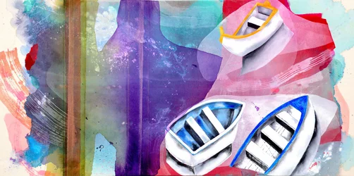 Vibrant Watercolor Boats