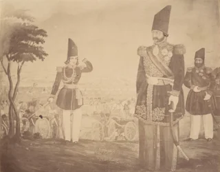 A Persian Revue in a Painting that Once Belonged to Ardeshir Mirza, Uncle of the King, 1840s-60s