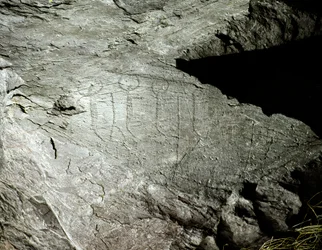 Rock Art: Representations of Two Pairs of Oxen Pulling a Cart