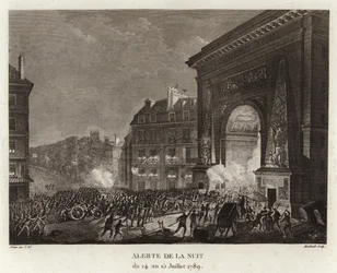 Crowds Gather in the Shadows of a Triumphal Arch