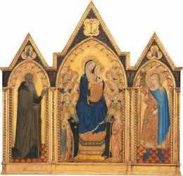Madonna and Child Enthroned with Saints and Angels, and Saints Anthony Abbot, 1354