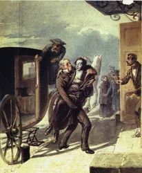 Pushkin after the duel, 1855