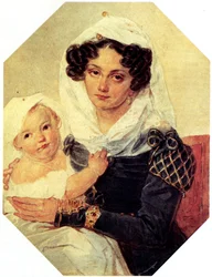 Portrait of Countess Maria N. Volkonskaya with son Nikolay