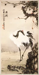 Crane under a Pine Tree