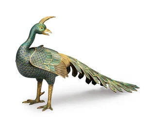 Cloisonné peacock-form censer