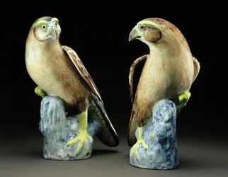 A Pair of Famille Rose Hawks