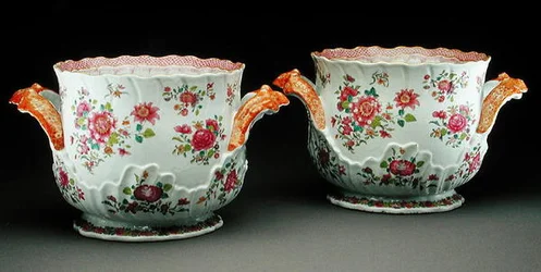 A pair of famille rose wine coolers, c.1775