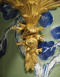 One of a pair of Louis XV ewers, porcelain 1662-1722, mounts c.1745-49