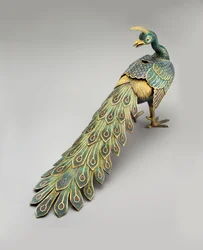 Cloisonné peacock-form censer