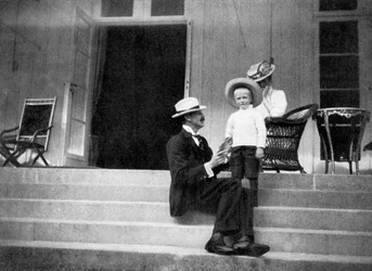 King Haakon VII of Norway, His Son Olav and Princess Victoria at Bygdøy, Norway