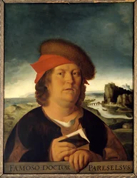 Presumed portrait of the doctor Paracelsus (1493-1541) (Paracelsus Aracelsus or Theophrastus Bombastus Von Hohenheim). Copy after the lost original of Metsys Quentin (1465-1530). Musee du Louvre