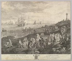 Selling Fish at Scheveningen Vente de Poisson a Schevelinghe [sic] after the painting in the...