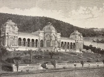 Casino in Ospedaletti, Italy, Engraving from Drawing by Quinto Cenni