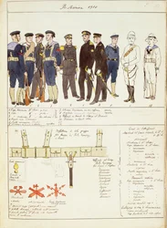 Uniforms and accouterments of Royal Navy of Kingdom of Italy, color plate by Quinto Cenni