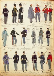 Various Italian uniforms in common use between 1859 and 1866