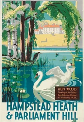 Hampstead Heath and Parliament Hill, London County Council LCC Tramways poster