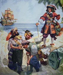 Pirate Chief Burying Treasure