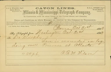 Love is Wounded in the Leg Doing Well--Prisoner at Atlanta.