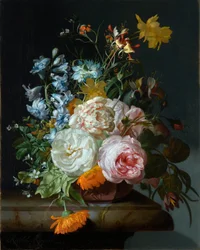 Flowers in a Terracotta Vase