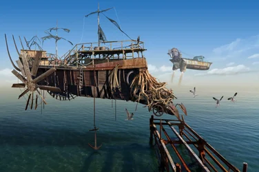 Flying Steampunk Ship