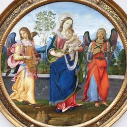 Madonna and Child with Two Angels Playing Music
