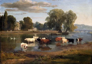 Thames at Richmond from Middlesex Bank, Looking Towards Asgill House