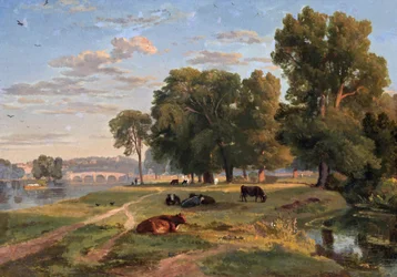 Thames at Richmond from Middlesex Bank, Looking Towards Bridge