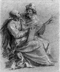 Two seated prophets, one holding a book