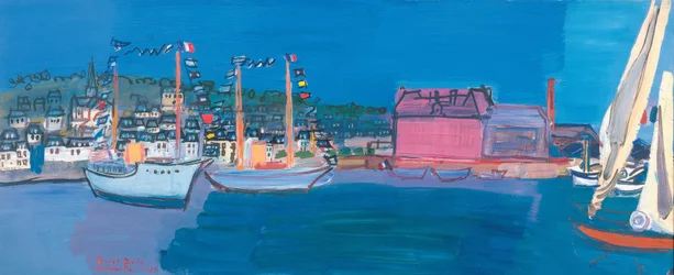 Boats, Sea, Little Flags, Houses, Little Port, Dock, Sails
