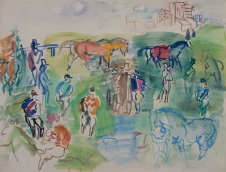 Horses and Jockeys at Epsom