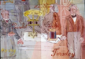 The Electricity Fairy, (detail) Portraits of Jean Victor Poncelet, Marc Seguin, Michael Faraday