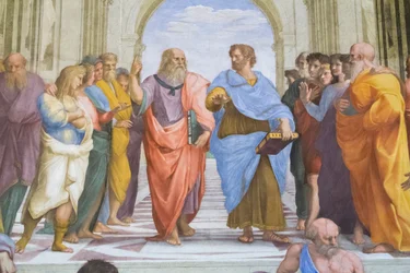 Aristotle and Plato: detail from the School of Athens in the Stanza della Segnatura