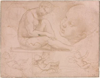 Studies of a Seated Female, Child