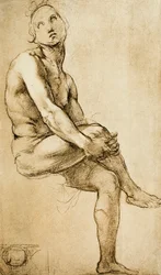 Study of a Human Figure, Drawing by Raphael, Cabinet of Drawings and Prints, Uffizi Gallery, Florence