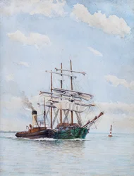 In Front of Blaye, Three Masts and Tugs