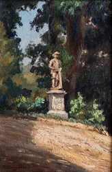 Statue of a gardener in a park