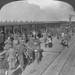 Soldiers of the Wiltshire Rifles Boarding a Train, Cape Town, South Africa, World War I