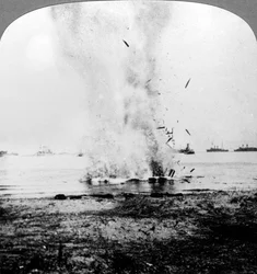 Trapped German Submarine Driven Inshore and Destroyed, World War I