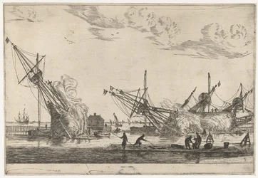 Waterproofing the Hulls of Three Fluyts, Thirteen Scenes with Ships (series title)