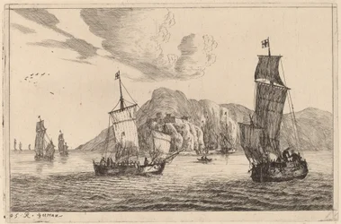 Harbor Scene with Mountainous Background