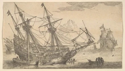 A Merchant Man Careened for Caulking the Hull