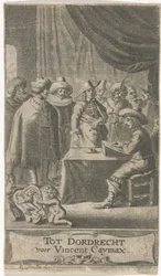 Merchant at Writing Desk (Title Page for: J. van der Does et al., Various Voyages, or Travels, 1652)