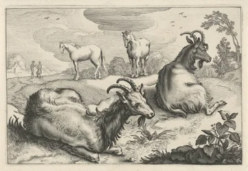 Landscape with Two Goats and Two Horses
