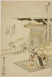 The Cloth-fulling Jewel River in Settsu Province, from an untitled series of Six Jewel Rivers