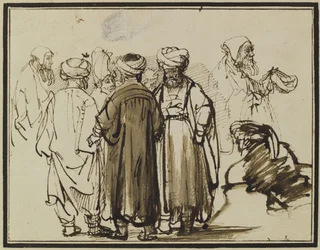 Men in oriental dress and two studies of a beggar in the half-figure