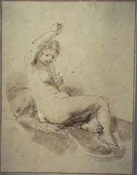 Female Nude Reclining with Arm Raised